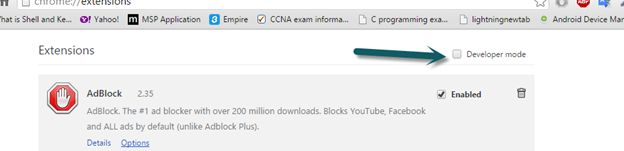 Check the Developer mode